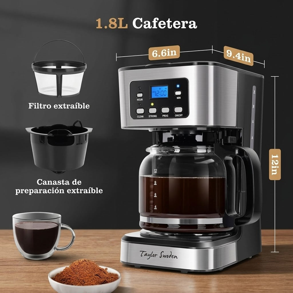 CatyFond Cafetera de Goteo Programable 1.5L