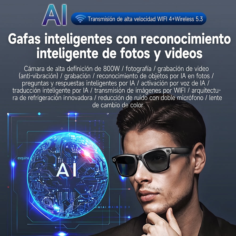 Claviblez Gafas Inteligentes con IA y Cámara Integrada