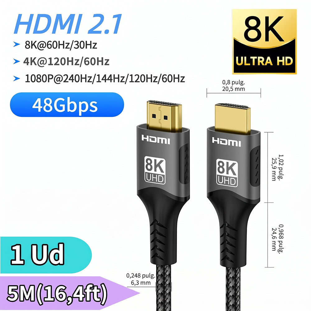 Cable HDMI 2.1 Ultra Rápido 8K DuResuello 48Gbps