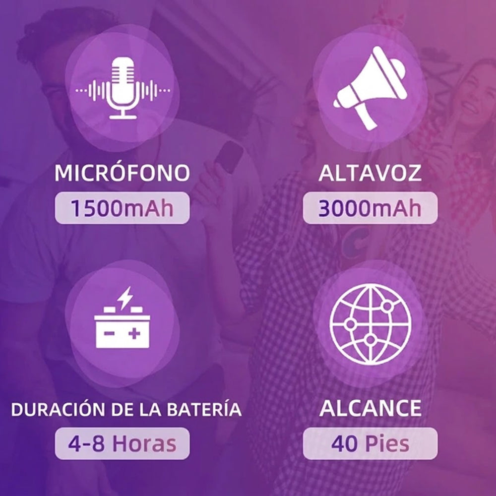 Lucheraña Máquina de Karaoke Portátil Bluetooth con 2 Micrófonos