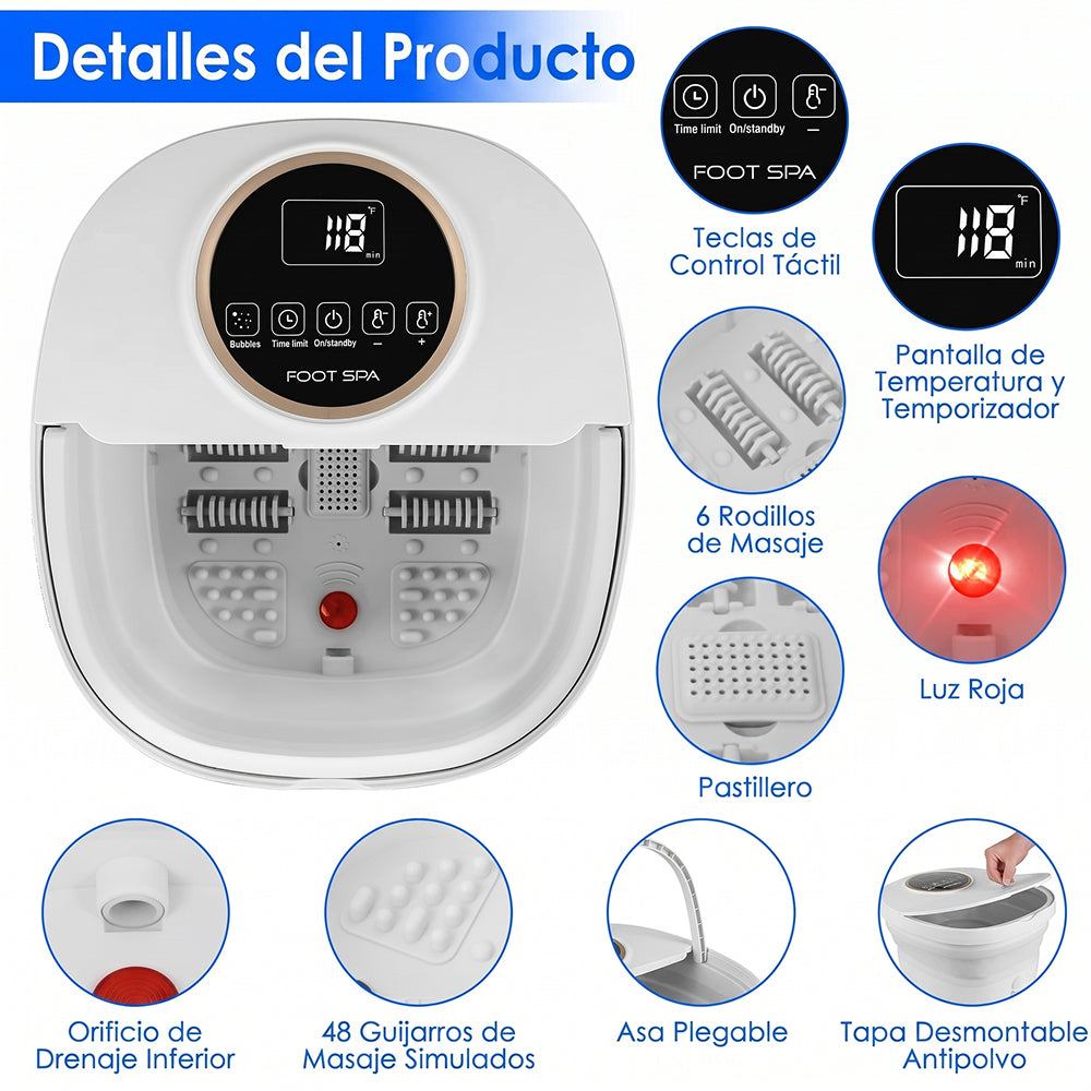 Bañera Hidromasaje para Pies Plegable con Calor PáTiento
