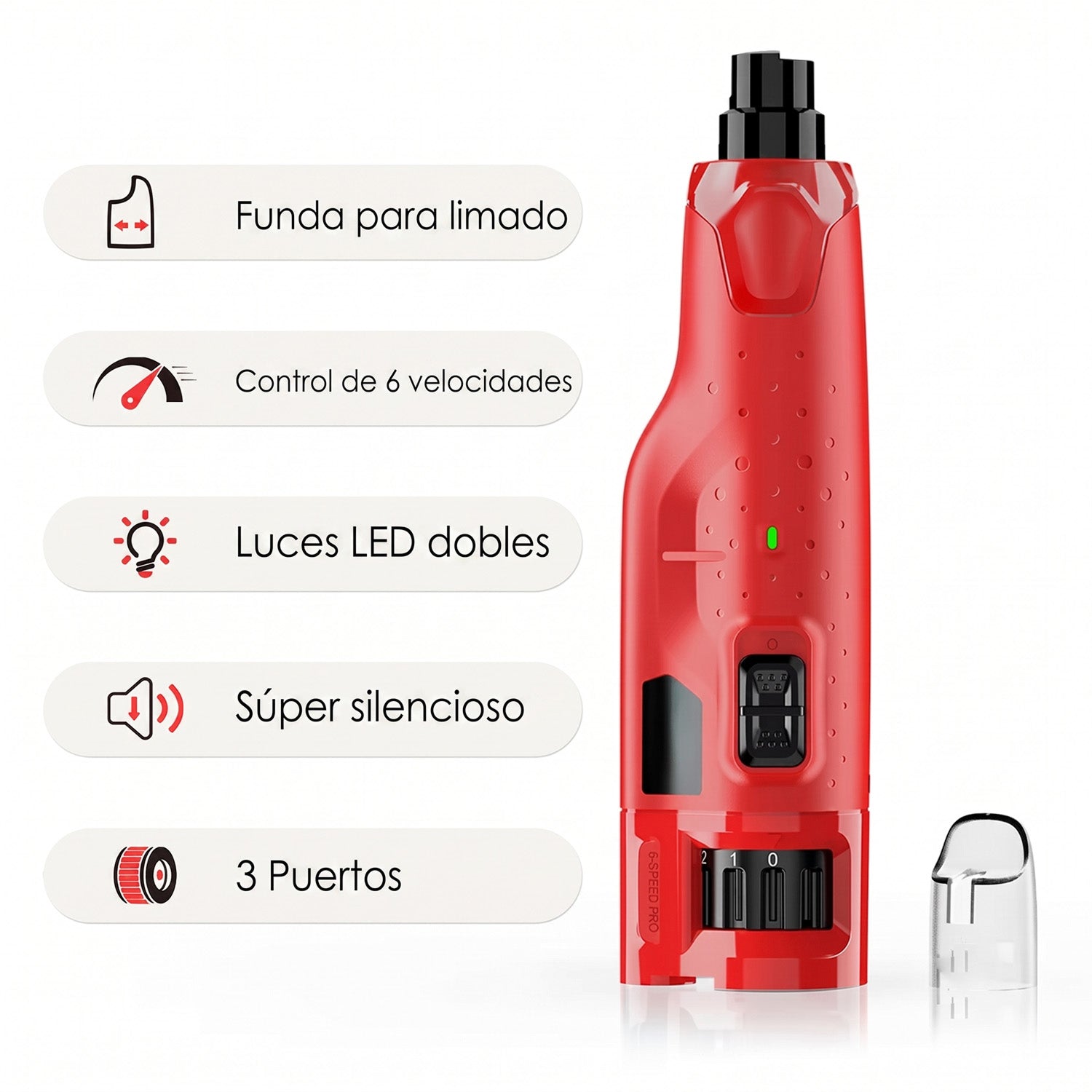 Pedosmía Cortauñas Eléctrico Silencioso con Luz LED para Perros