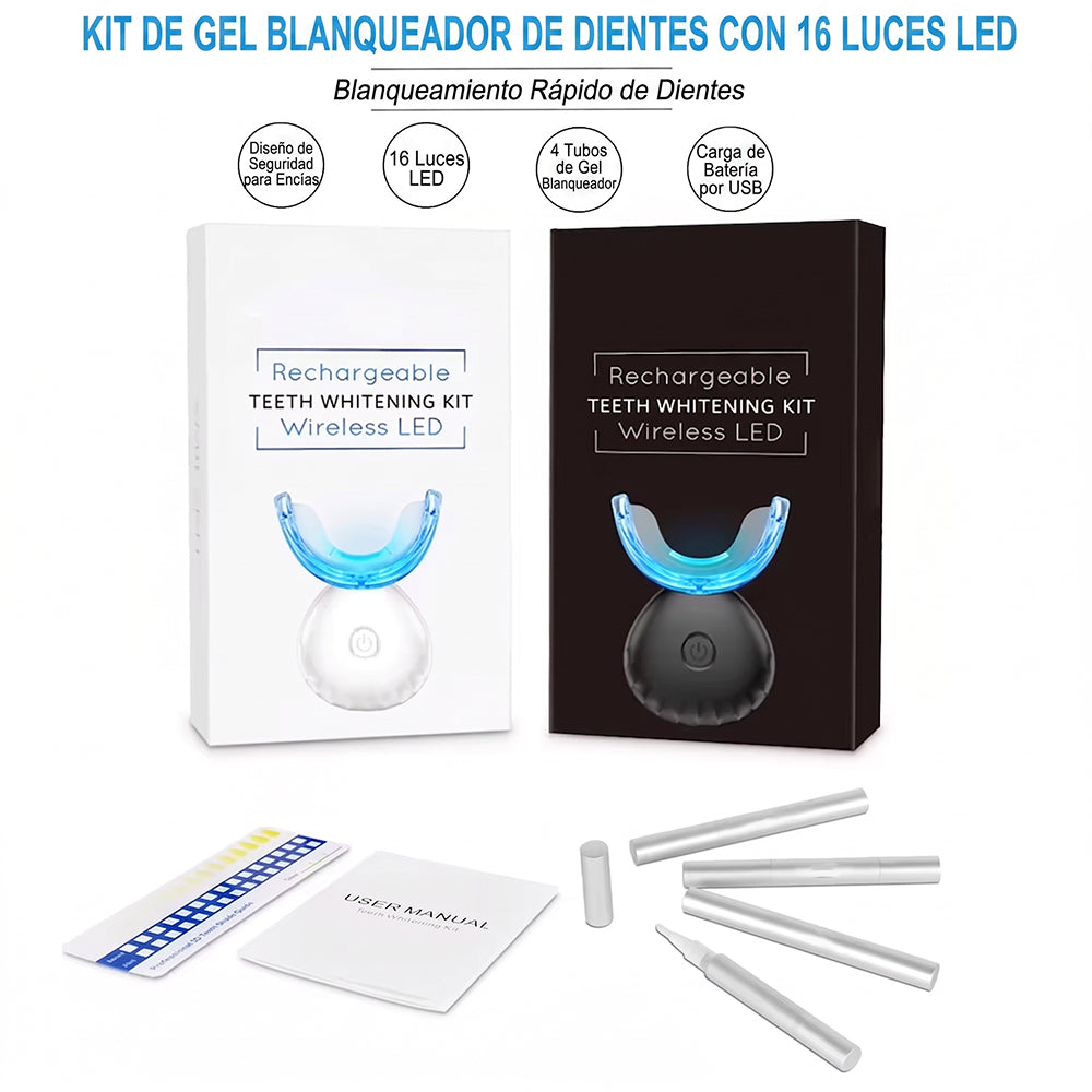 Peinebijo Kit de Blanqueamiento Dental con Luz LED y Gel 35%